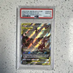 Pokemon Espeon & Deoxys GX SM240 SM Black Star Promo Holo PSA 10 - Image 1