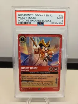 2025 DISNEY LORCANA EN P2-PROMO #18 MICKEY MOUSE - PIRATE CAPTAIN PSA 9 - Image 1
