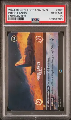 2024 DISNEY LORCANA EN 3-INTO THE INKLANDS #207 PRIDE LANDS - PRIDE ROCK PSA 10 - Image 1