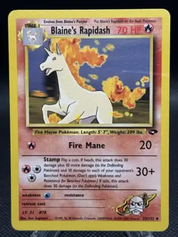Pokemon TCG - Blaine’s Rapidash #33 - Gym Challenge - Uncommon - Non Holo - LP - Image 1