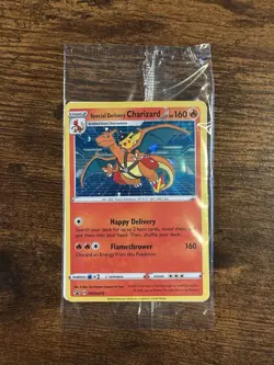 Pokemon TCG Sealed Special Delivery Charizard SWSH075 Holo Promo With Swirl - Image 1