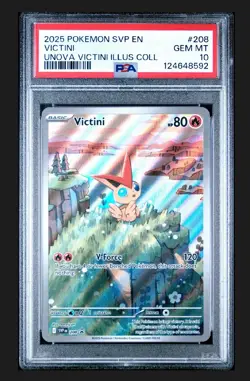 2025 Pokemon SVP EN-SV Black Star Promo 208 Victini Illustration Rare PSA 10 - Image 1