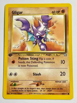 Gligar 59/111 1st Edition Neo Genesis Vintage Pokemon - Image 1