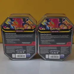 Pokemon TCG Charizard Mega Charizard X/Y EX Tin Lot (2) 2014 4 Booster Packs - Image 2