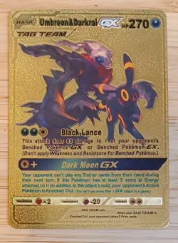 Pokemon Umbreon & Darkrai GX Tag Team Gold Foil Fan/Display Art Card - Image 1