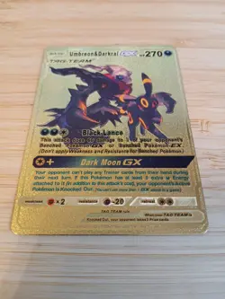 Pokemon Umbreon & Darkrai GX Tag Team Gold Foil Fan/Display Art Card - Image 2