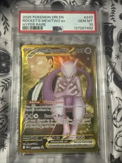 Team Rockets Mewtwo EX 240/182 Destined Rivals English Card PSA 10 Pokemon TCG - Image 1