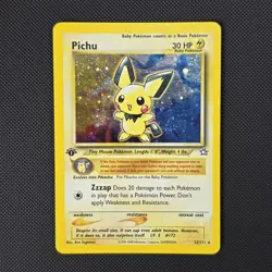 Pokemon TCG Pichu Neo Genesis Holo Rare 12/111 30 HP Zzzap 1st Edition HEAVY PLA - Image 1