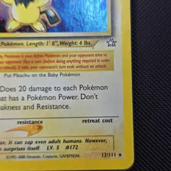 Pokemon TCG Pichu Neo Genesis Holo Rare 12/111 30 HP Zzzap 1st Edition HEAVY PLA - Image 5