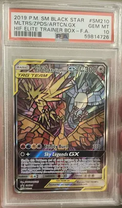 Pokemon 2019 Moltres & Zapdos & Articuno GX SM210 Black Star Promo GEM MT PSA 10 - Image 1