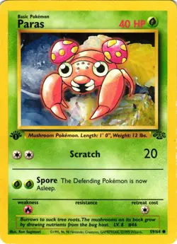 Pokemon TCG Paras Jungle 59/64 1st Edition Common LP - Image 1