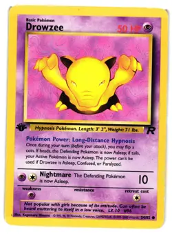 Pokemon TCG Drowzee Team Rocket 54/82 Regular 1st Edition Common DMG - Image 1