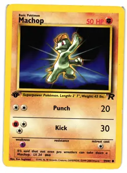 Pokemon TCG Machop 59/82 1st Edition Common Team Rocket LP - Image 1