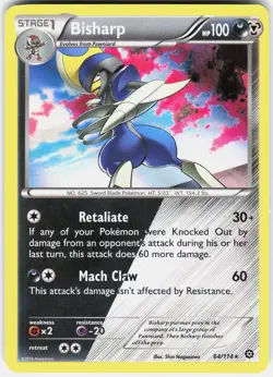 Bisharp 64/114 Holo Rare Steam Siege Pokemon Reverse Holo Lightly Played - Image 1