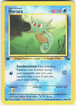 Horsea 49/62 Common Fossil Pokemon 1st Edition Lightly Played - Image 1