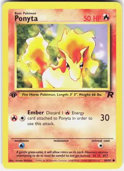 Ponyta 64/82 Common Team Rocket Pokemon 1st Edition Lightly Played - Image 1