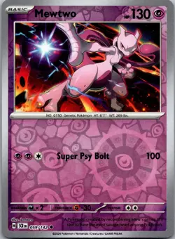 Mewtwo 59/142 Uncommon Stellar Crown Pokemon Reverse Holo Near Mint - Image 1