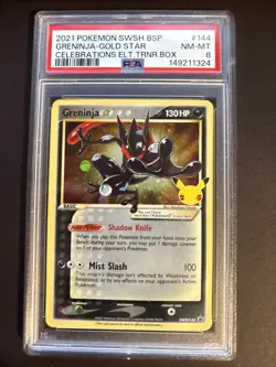 2021 POKEMON SWSH PROMO CELEBRATIONS ETB 144 GRENINJA GOLD STAR PSA 8 NM MT - Image 1