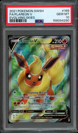 2021 Pokemon Evolving Skies Flareon V 169/203 PSA 10 Gem Mint Full Art SWSH - Image 1