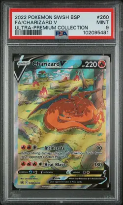 2022 POKEMON SWSH BLACK STAR PROMO #260 FULL ART/CHARIZARD V PSA 9 - Image 1