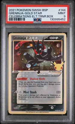 2021 Pokemon Black Star Promo Greninja Gold Star Celebrations ETB PSA 9 #144 - Image 1