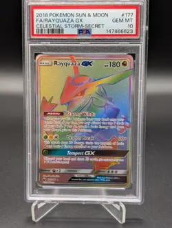 Pokemon Rayquaza GX Celestial Storm Secret Rare #177 PSA 10 Gem Mint - Image 1