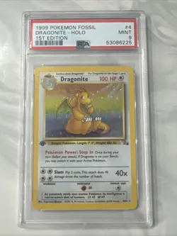 1999 Pokemon Fossil 1st EDITION HOLO Dragonite #4 4/62 PSA 9 MINT - Image 1