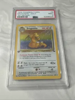 1999 Pokemon Fossil 1st EDITION HOLO Dragonite #4 4/62 PSA 9 MINT - Image 3