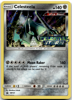Celesteela SM131 STAFF Pre Release Promo Celestial Storm Pokemon Card NM - Image 1