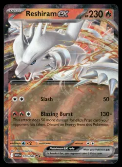 Pokemon Cards Reshiram ex 020/086 White Flare Holo Double Rare NM *9 - Image 1
