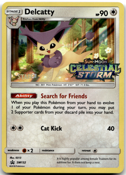 Delcatty SM132 STAFF Pre Release Promo Celestial Storm Pokemon Card NM - Image 1