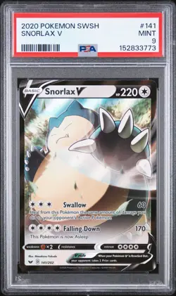 PSA 9 SNORLAX V 141/202 SWORD & SHIELD BASE POKEMON 😍 - Image 1