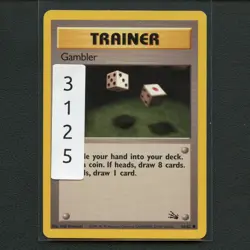 Pokemon TCG Gambler 60/62 WotC Fossil Unlimited Regular Common Card EN-MP 1999 - Image 3