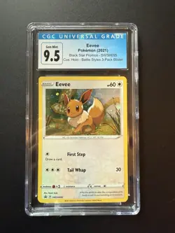 CGC Gem Mint 9.5 Eevee SWSH095 Sword & Shield Promo Black Star Holo English 2021 - Image 1