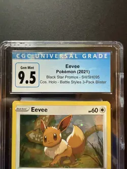 CGC Gem Mint 9.5 Eevee SWSH095 Sword & Shield Promo Black Star Holo English 2021 - Image 3