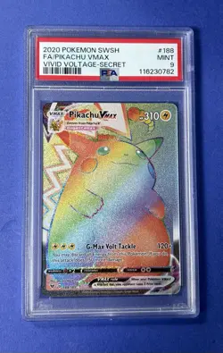 2020 Pokemon SWSH FA/Pikachu VMAX Vivid Voltage Secret #188 PSA 9 MINT - Image 1