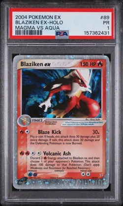 2004 POKEMON EX TEAM MAGMA VS TEAM AQUA #89 BLAZIKEN EX-HOLO PSA 1 - Image 1