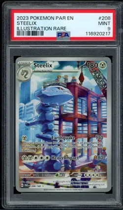 2023 PSA 9 Pokemon Paradox Rift Steelix Illustration Rare IR 208/182 Card Gem - Image 1