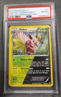 POKEMON CARD SHIFTRY COSMOS HOLO 11 XY STEAM SIEGE #11 VINTAGE GRADED PSA 8 - Image 1