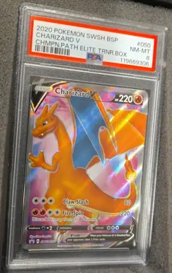 POKEMON CARD CHARIZARD V 50 BLACK STAR PROMO #50 ETB PROMO GRADED PSA 8 - Image 2