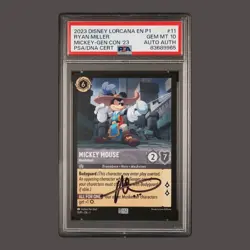 Disney Lorcana GenCon Mickey Mouse Musketeer Promo Card Ryan Miller Auto PSA 10 - Image 1