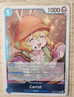 Carte One Piece Carrot OP11-04 FR - Evenement CHAPEAU DE PAILLE - Card game Holo - Image 1