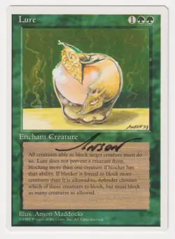Miscut Signed Lure MP 4th Edition Artist Anson Maddocks 1995 MTG Magic Misprint! - Image 1