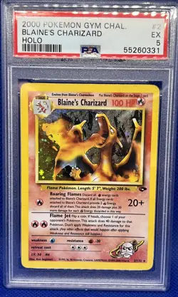 Pokemon TCG Blaine's Charizard 2/132 Gym Challenge PSA 5 - Image 1
