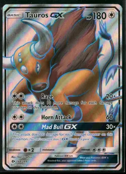 2017 Pokemon Sun & Moon Base Set Tauros 144/149 Full Art Ultra Rare NM - Image 1