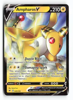 Ampharos V 049/185 SWSH04: Vivid Voltage Holo Ultra Rare Pokemon TCG Card NM - Image 1