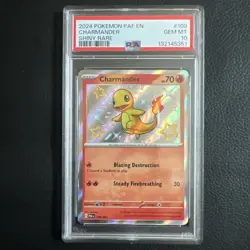 2024 POKEMON PAF EN-PALDEAN FATES SHINY RARE #109 CHARMANDER PSA 10 - Image 1