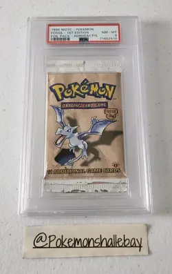 Pokemon Fossil 1st Edition Sealed Booster Pack *PSA 8 - NM-MT* Aerodactyl Art - Image 1