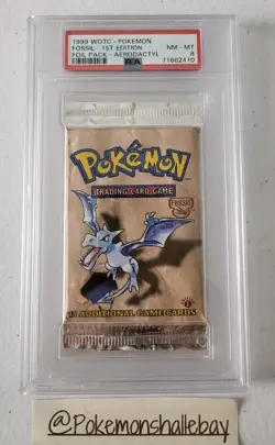 Pokemon Fossil 1st Edition Sealed Booster Pack *PSA 8 - NM-MT* Aerodactyl Art - Image 3