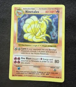 Pokemon TCG 1999 Ninetales Black Flame Error Shadowless Holo 12/102 (MP/HP) - Image 1